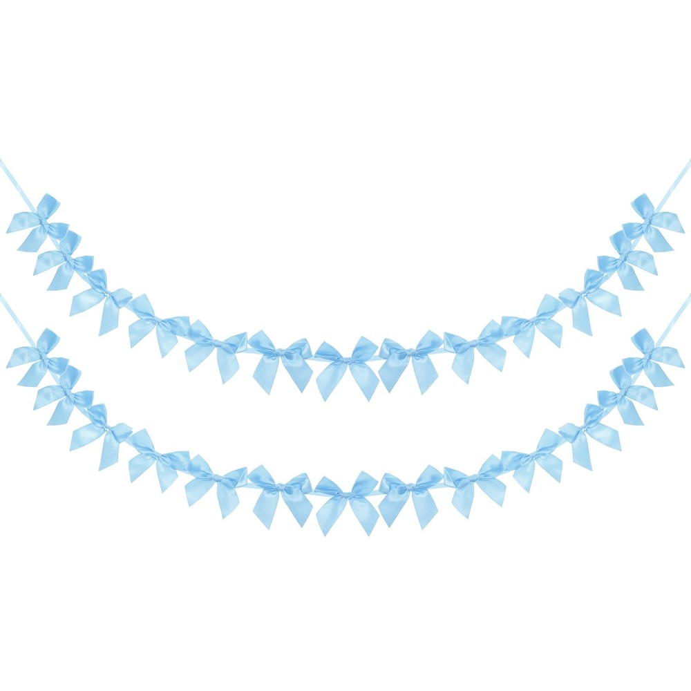 2 String of 13 PCS Sky Blue Bow Garland Banner Decoration Party Bow