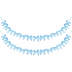 2 String of 13 PCS Sky Blue Bow Garland Banner Decoration Party Bow