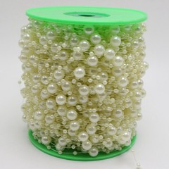 60 Meter Ivory Pearl Beaded Garland Wedding Bouquet Decoration Craft on Spool