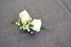 Wedding CORSAGE buttonhole, triple rose for groomsman, wedding guest, prom (C1)