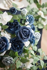 Ling’s Moment 2PCS Dusty Blue Artificial Floral Swags Centerpieces Wedding Fl…