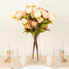 CREAM BLUSH ROSE GOLD 2 Bouquets 19″ Silk Peony FLOWERS Artificial Floral