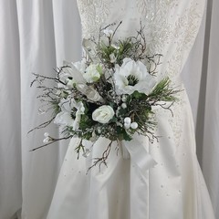 Winter Crystal Faux Silk Wedding Bouquet