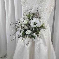 Winter Crystal Faux Silk Wedding Bouquet