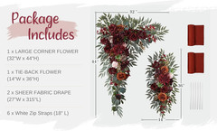 Burgundy Wedding Arch Flowers & Drapes Kit – 4 Piece Floral Decor Set