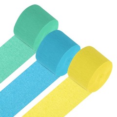 3Roll 1.8″x72FT Crepe Paper Streamers Decorations Light Blue/Mint Green/Yellow