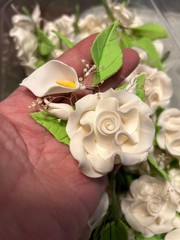 6 Vintage White Corsage Boutonniere Rose Lily Wedding Anniversary Quinceañera