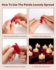 1000/2000pcs Artificial Rose Petals with LED Tea Lights Kit for Special and Rom