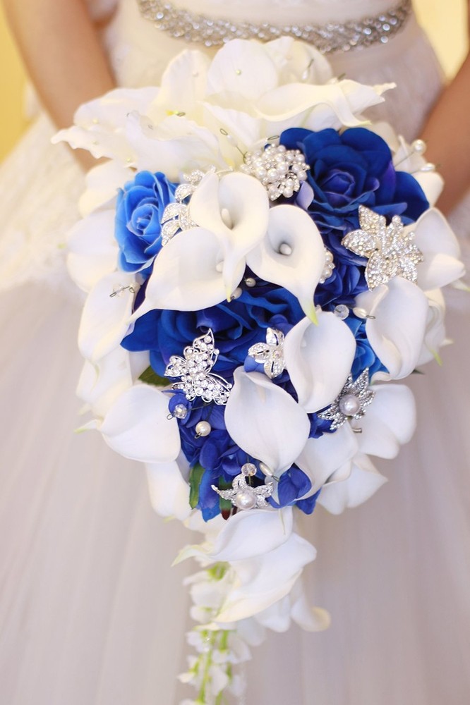 New Bridal Bouquet, Wedding Flowers, Calla Lilies, Artificial Flowers, Waterf…