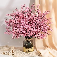6Pcs Fake Flowers Baby’s Breath Silk, Real Touch Artificial Flowers 6pcs Pink