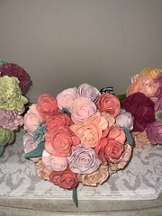 Sola brand faux floral bouquets wood carved roses & more 3 bouquets total
