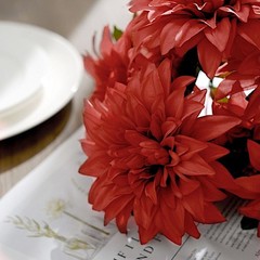 2 DUSTY ROSE 20″ Artificial Dahlia SILK FLOWER BUSHES Wedding Party Decorations