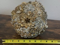 Sparkly Crystal Rhinestones Wedding Bridal Bouquet Brooch Bride Hand Flower 8in