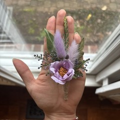 Lot Of 6 Purple Boutonnieres For Men/Grooms Wedding Artificial/dried Flowers