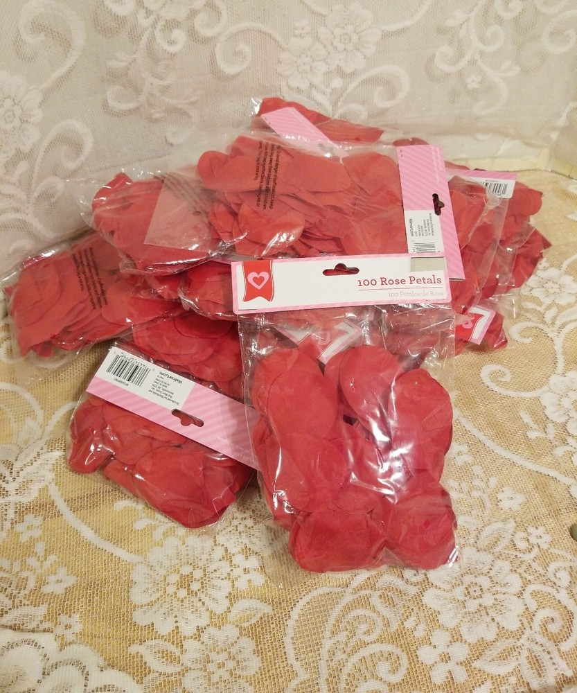 Red Rose Petals, 100 Per Package, Synthetic, 29 Packages; 2900 Petals ! ALL NIP