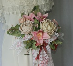 Garden and Pink Lace Silk Wedding Bouquet