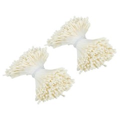 PATIKIL 2mm Double Heads Flower Stamen, 700 Pcs Artificial Cream