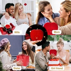 Preserved Real Rose with I love you Necklace 100 Languages, Gifts middle, red