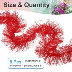 6.6Ft Feather Boa, 8 Pcs Artificial Fluffy Feather Boas, Red