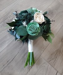 Emerald Green Bridal Bouquet Sage Sola Wood Bridesmaid Wedding Flower Prom Decor