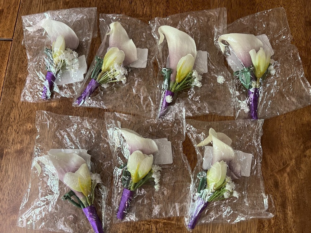 Purple Calla Lily Boutonniere Pins lot of 7