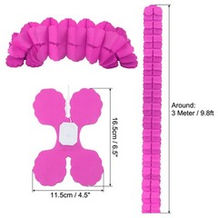 6Pcs 9.8ft Four Leaf Paper Flower Garland Hanging Streamers Fuchsia
