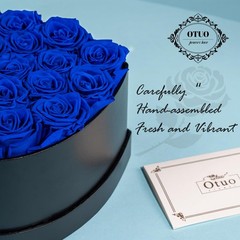 Otuo 16 Preserved Roses in Heart-Shaped Box, Flowers for 16 Roses, Blue