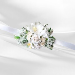 Set 2 pieces Paper Flowers Wedding Bridesmaids Bracelet Corsage Boho Party