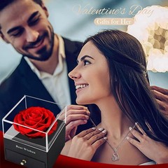 SWEETIME Preserved Rose Gift Box,Eternal Flower,Forever Real Rose, White Gold