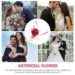 3 Pcs Bridesmaid Flower Wristband Rustic Wedding Wristlet Band Bracelets Decor