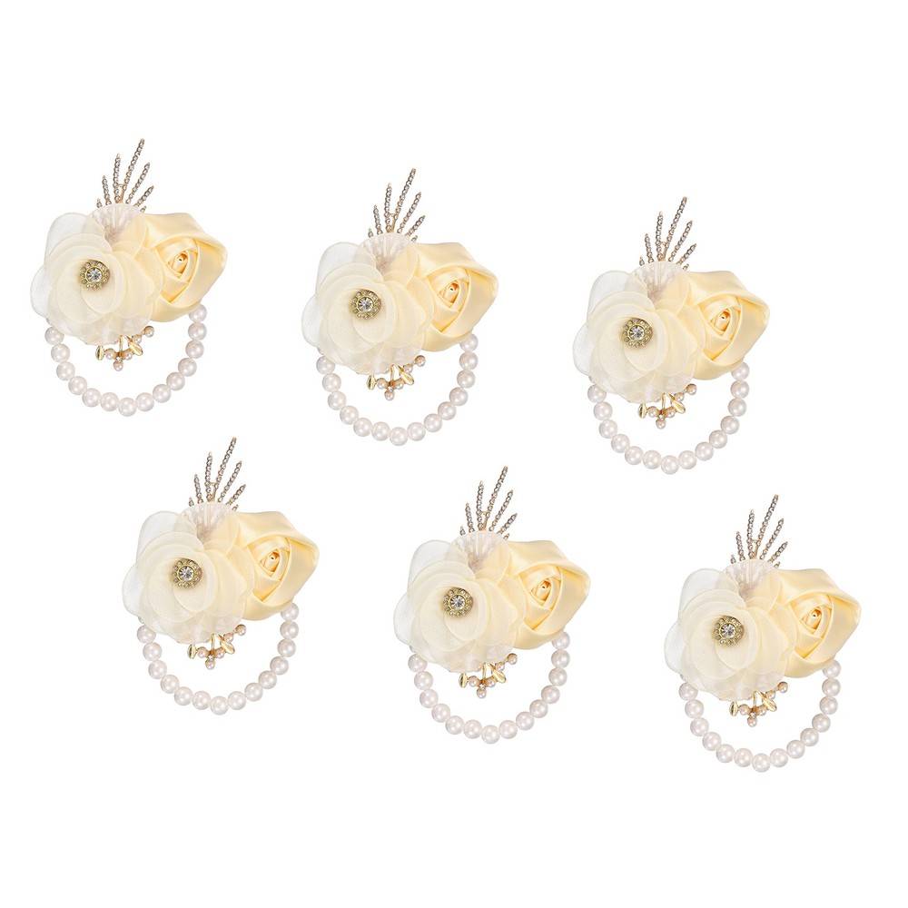 For roses, 6pcs apricot wrist flower bracelets