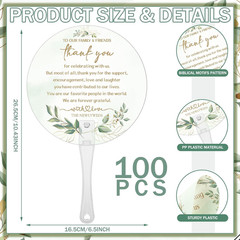 100 Pcs Wedding Hand Fans for Guests Bulk Greenery Wedding Favor Fans with Handl