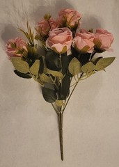 NEW 24 Eucalyptus 4 Bunch Artificial Flowers Bouquet Wedding Dusty Rose/Beige