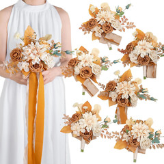 Set of 6 Terracotta Boho Bridesmaid Bouquets for Weddings & Anniversaries