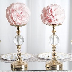 2 BLUSH 7″ Silk Roses Flowers Kissing Balls Wedding Events Centerpieces