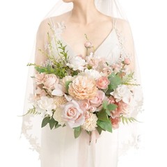 Ling’s Moment Blush Pink Wedding Bouquets for Bride, Blush and Cream Bridal B…