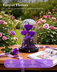 Agrul Birthday Gifts for Women Forever Preserved Flowers one size, Purple