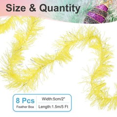 5Ft Feather Boa, 8 Pcs Artificial Fluffy Feather Boas, Yellow