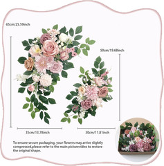 Odouzy Pack of 2 Wedding Arch, Artificial Flowers, Wedding Decor，Flower Garland