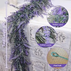 Spring Summer Lavender Purple Garland, 6Ft Lavender Light Purple-1pcs
