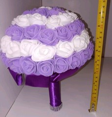 A Lot (2) Of Bridesmaids Bouquet Purple & White 10″