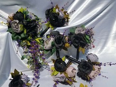 15 Pc Dusty Purple, Lavender, Black Wedding Bouquet Set, Vintage Bouquet Package