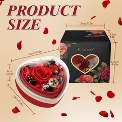 Casaido Preserved Real Rose with I Love You Necklace in Heart Box, Red