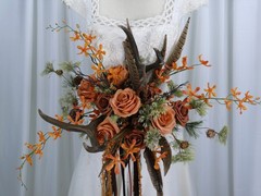 Antlers and Autumn Boho Faux Silk Wedding Bouquet