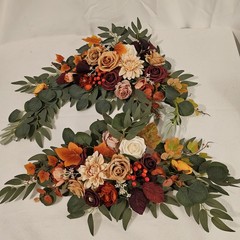 Ling’s Moment Fall Floral Swags Garlands Autumn Wedding Burgundy Rose Berries