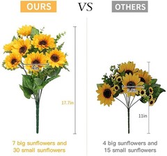 Artificial Sunflower Bouquets,2 Bunches Fake Wildflowers for Baby Shower Home