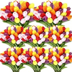 pcs Artificial Tulip Flowers Fake 1 Head 75 Pink, Red, Purple, Orange, Yellow