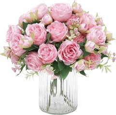 2 Packs Peonies Artificial Flowers, Light Pink Artificial Peonies, Silk Peonies