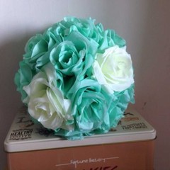 11-12″ Rose Flower Kissing Ball Silk Rose Pomander for Wedding and Party 1 Piece