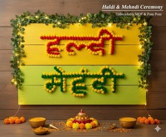 PRTK Haldi Mehndi Ceremony Decoration Board for Wedding/Marriage 17 inch 2pcs